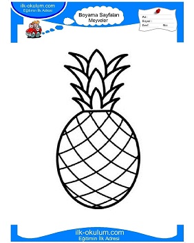 Çocuklar İçin Ananas Boyama Sayfaları 